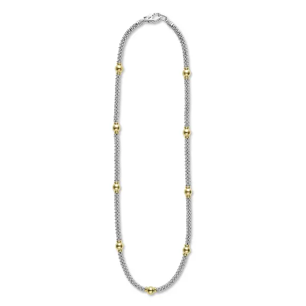 Lagos Two-Tone Signature Caviar Station Necklace Cornell's Jewelers Rochester, NY