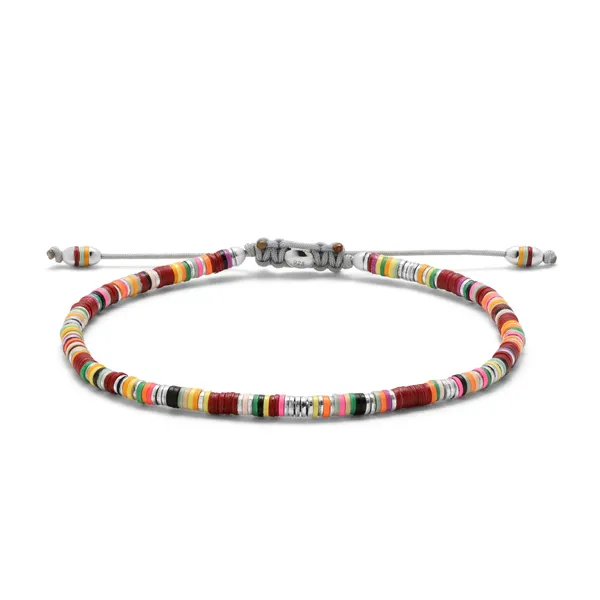 Sterling Silver Mini African Maroon Mixed Disc Bracelet Cornell's Jewelers Rochester, NY