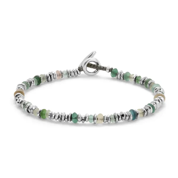 Sterling Silver Bracelet with Green Roman Glass Beads. Cornell's Jewelers Rochester, NY