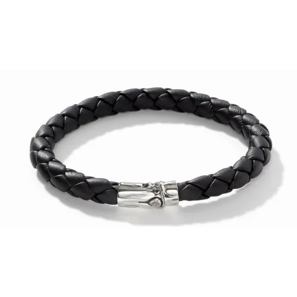 John Hardy Black Woven Leather Bamboo Bracelet Cornell's Jewelers Rochester, NY