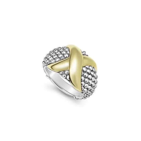 LAGOS Two-Tone X Caviar Dome Ring Cornell's Jewelers Rochester, NY