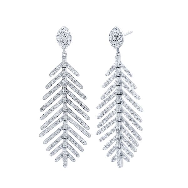 Sloane Street White Topaz Feather Earrings Cornell's Jewelers Rochester, NY