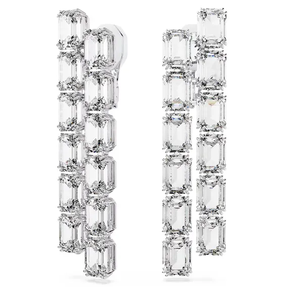 Swarovski Millenia White Tone Double Row Drop Clip On Earrings Cornell's Jewelers Rochester, NY