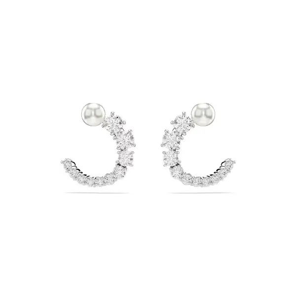 Swarovski Matrix Pearl And White Crystal Hoop Earrings Cornell's Jewelers Rochester, NY