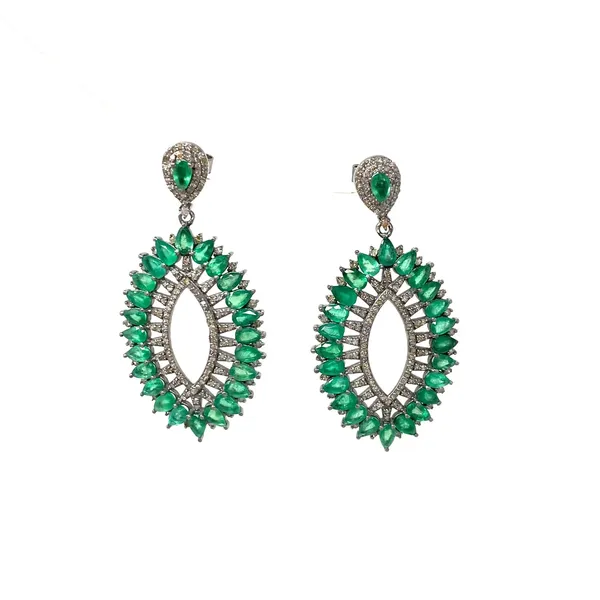 Dripping in Gems Emerald and Diamond Dangle Earrings Cornell's Jewelers Rochester, NY