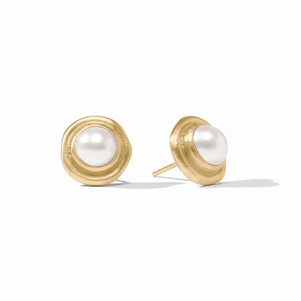 Julie Vos Yellow Tone Wave Pearl Stone Stud Earrings Cornell's Jewelers Rochester, NY