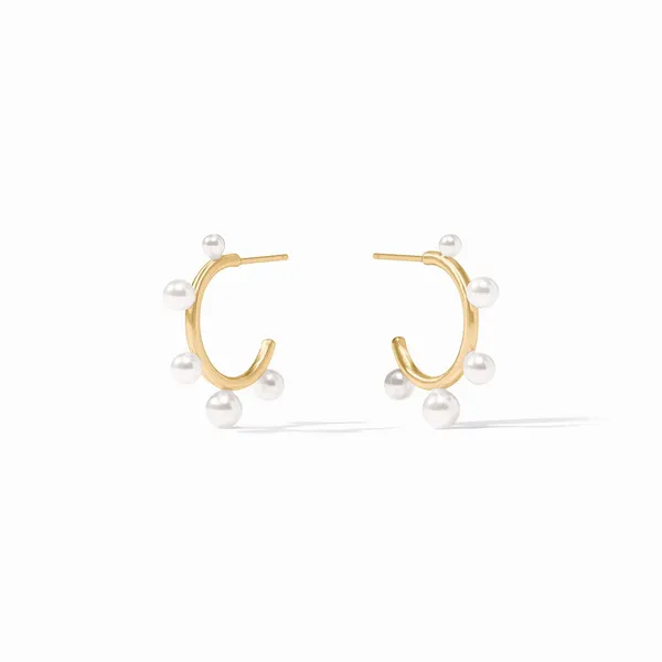 Julie Vos Yellow Tone Medium Hydra Pearl Stone Hoop Earrings Cornell's Jewelers Rochester, NY