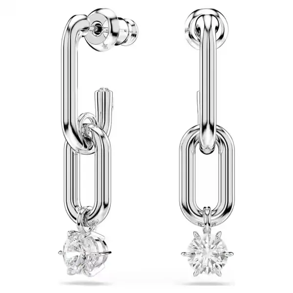 Swarovski Platinum Interlocking Link Drop Earrings Cornell's Jewelers Rochester, NY