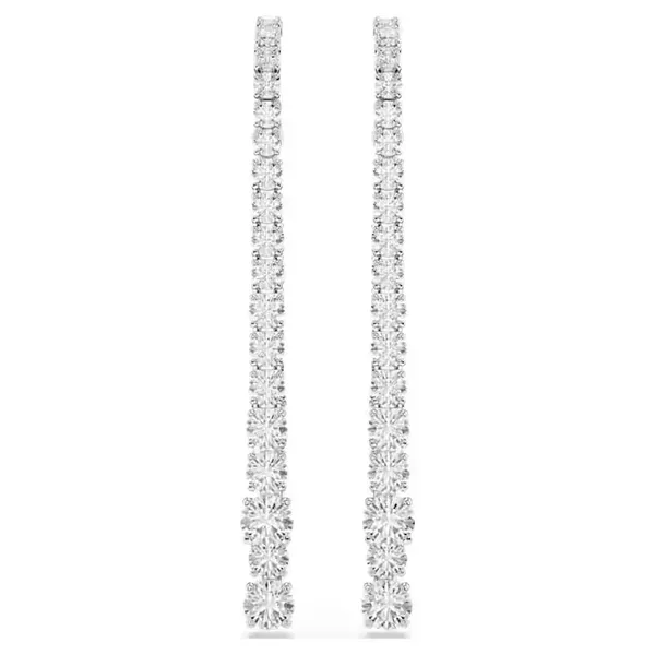Platinum Swarovski Crystal Drop Earrings with Jackets Cornell's Jewelers Rochester, NY
