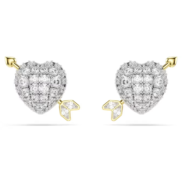 Swarovski Two-Tone Heart Stud Earrings Cornell's Jewelers Rochester, NY