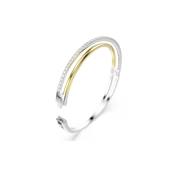 Swarovski Hyperbola White And Yellow Tone Crossover Bangle Cornell's Jewelers Rochester, NY