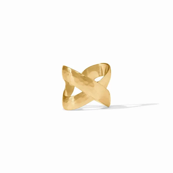 Julie Vos Yellow Tone Catalina X Ring With Hammer Finish Cornell's Jewelers Rochester, NY
