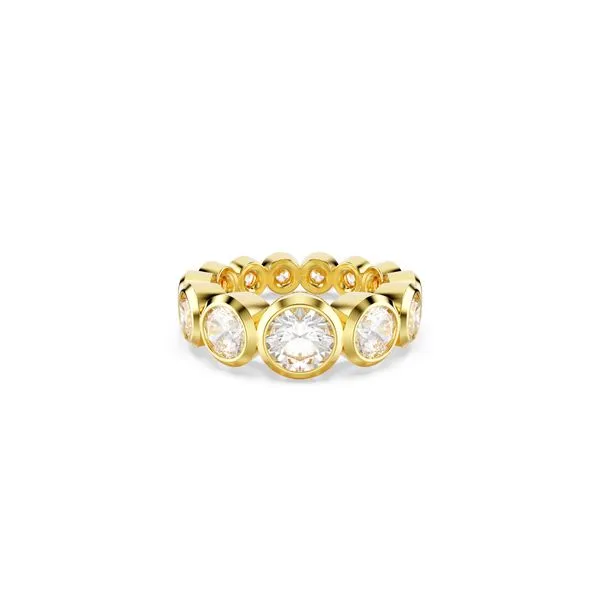 Swarovski Imber Yellow Tone Plated Ring With Bezel Set Mixed Sized Round White Crystals Cornell's Jewelers Rochester, NY