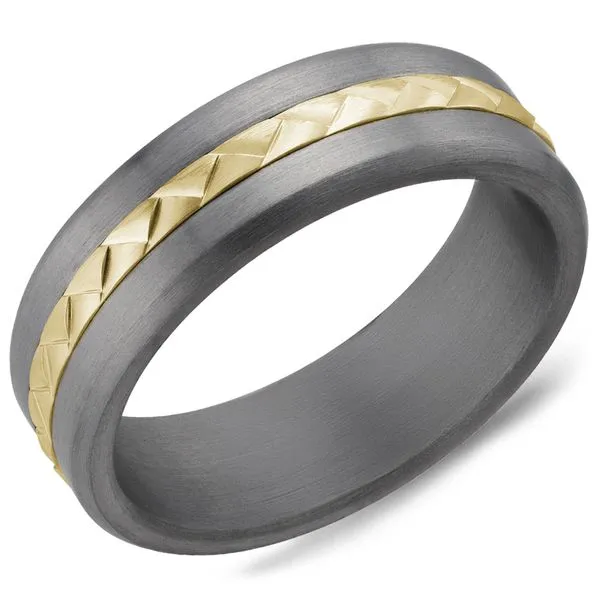 7mm Grey Tantalum And 14 Karat Yellow Gold Wedding Band Cornell's Jewelers Rochester, NY