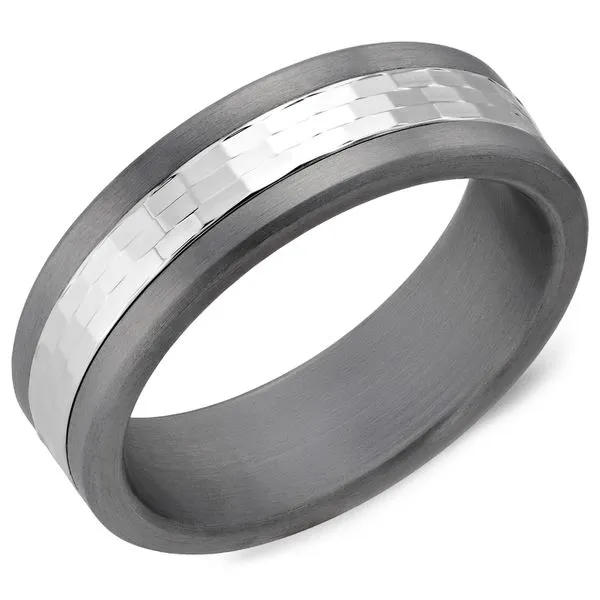 7mm Grey Tantalum And 14 Karat White Gold Wedding Band Cornell's Jewelers Rochester, NY
