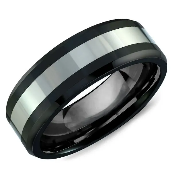 8mm Black Ceramic And Grey Tungsten Wedding Band Cornell's Jewelers Rochester, NY