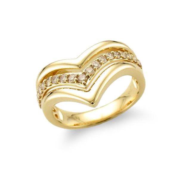 14k Yellow Three Row Le Vian Chevron Ring with .43ctw Round Diamonds Coughlin Jewelers St. Clair, MI
