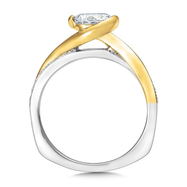 14k Two Tone Semi Bezel Spiral Diamond Semi Mount Engagement Ring Image 2 Coughlin Jewelers St. Clair, MI