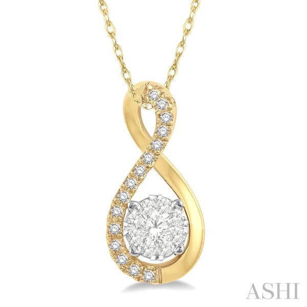 14k Yellow Gold Twisted Loop Lovebright Round Diamond Pendant Coughlin Jewelers St. Clair, MI