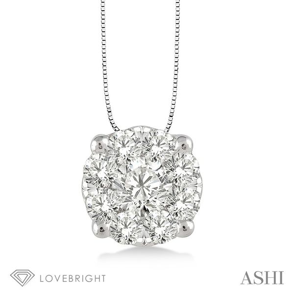 Lovebright Essential Diamond Pendant 1/4 Ctw Lovebright Round Cut Diamond Pendant in 14K White Gold with Chain Coughlin Jewelers St. Clair, MI