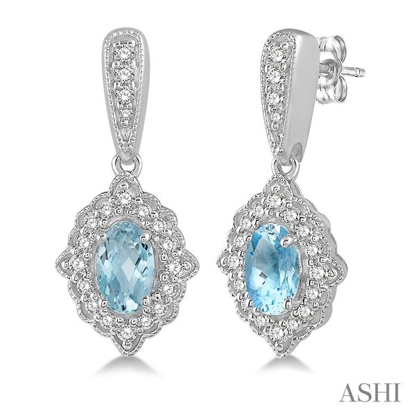 Oval Shape Gemstone & Diamond Earrings Coughlin Jewelers St. Clair, MI