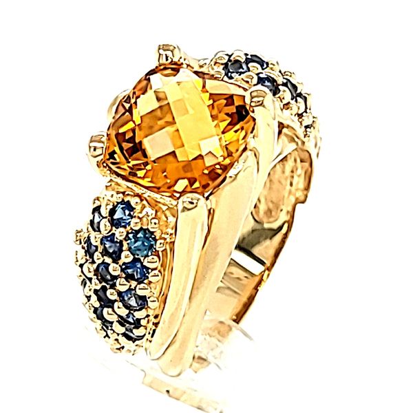 Checkerboard Citrine & Sapphire Ring Coughlin Jewelers St. Clair, MI