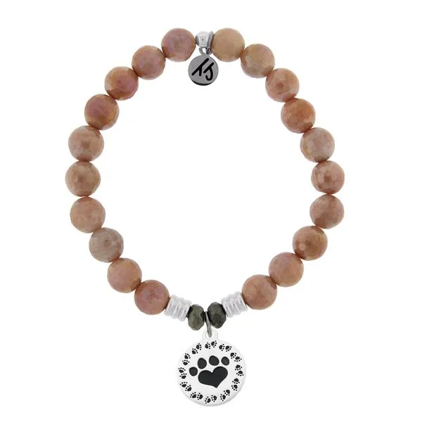 Orange Moonstone Stone Bracelet With Paw Print Sterling Silver Charm Coughlin Jewelers St Clair Mi We put your pet's actual pawprint on the necklace, ring, bracelet or earring of your choice. coughlin jewelers