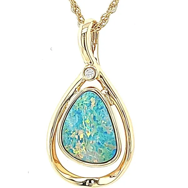 Australian Doublet Opal  W/Diamond Pendant Cravens & Lewis Jewelers Georgetown, KY