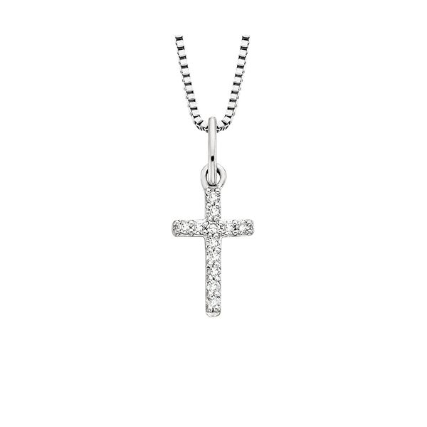 Silver and Diamond Cross Necklace Cravens & Lewis Jewelers Georgetown, KY