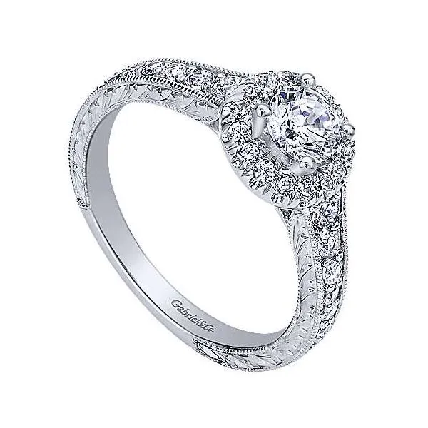 Vintage Style Halo Engagement Ring thumb image 3