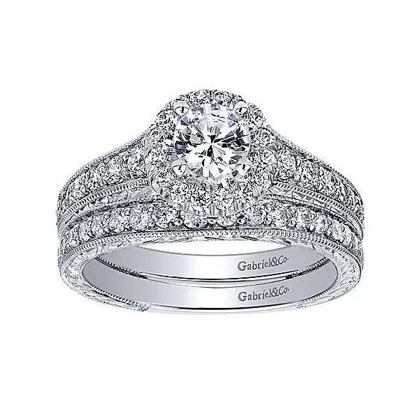 Vintage Style Halo Engagement Ring thumb image 4