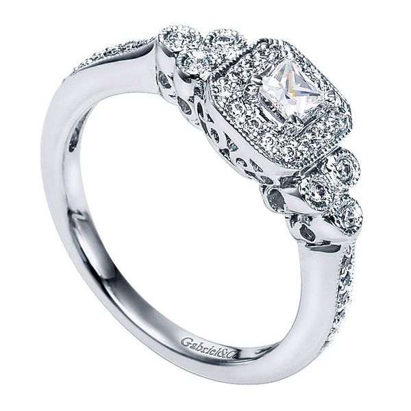 14k Vintage Style Three Stone Cluster Engagement Ring Image 3 David Douglas Diamonds & Jewelry Marietta, GA