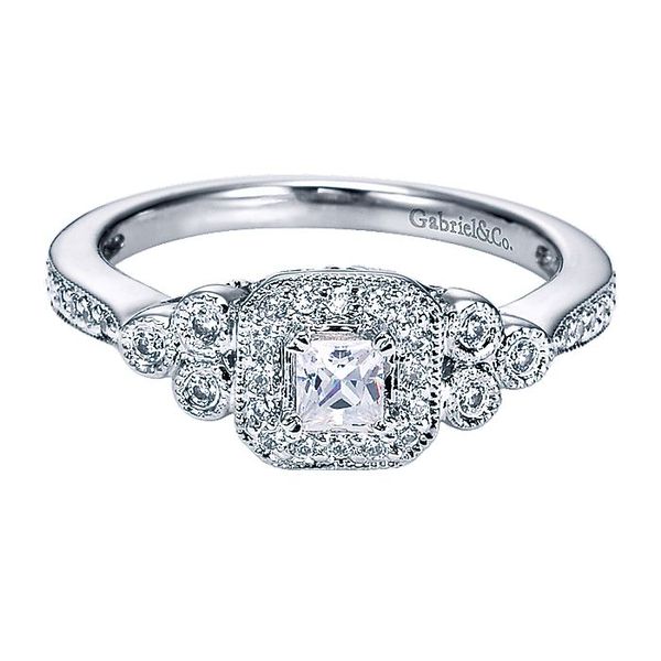 14k Vintage Style Three Stone Cluster Engagement Ring David Douglas Diamonds & Jewelry Marietta, GA