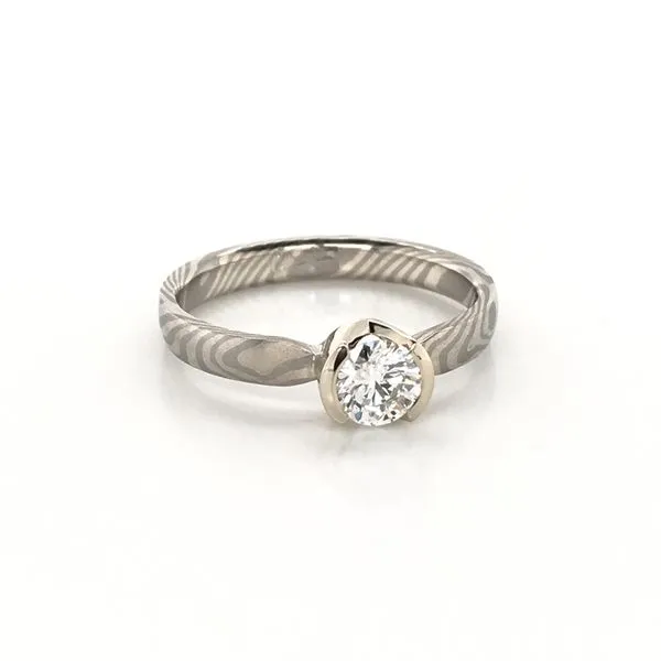 Mokume Gane Engagement Ring | 1/2 ct
