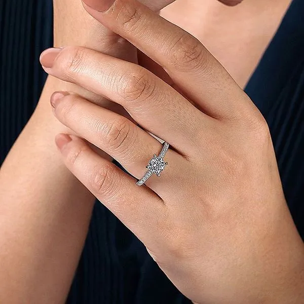 14k Solitaire Cathedral Style Engagement Ring