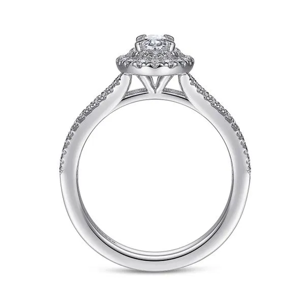 14k Halo Split Shank Engagement Ring