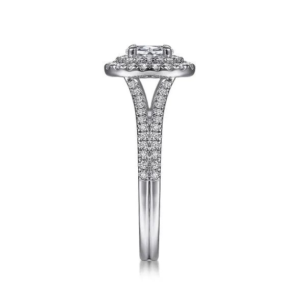 14k Halo Split Shank Engagement Ring