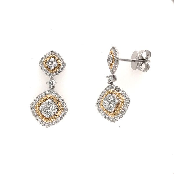 18k White & Yellow Gold Diamond Earrings Image 2 David Douglas Diamonds & Jewelry Marietta, GA