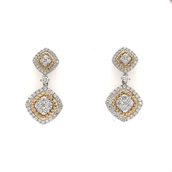 18k White & Yellow Gold Diamond Earrings David Douglas Diamonds & Jewelry Marietta, GA