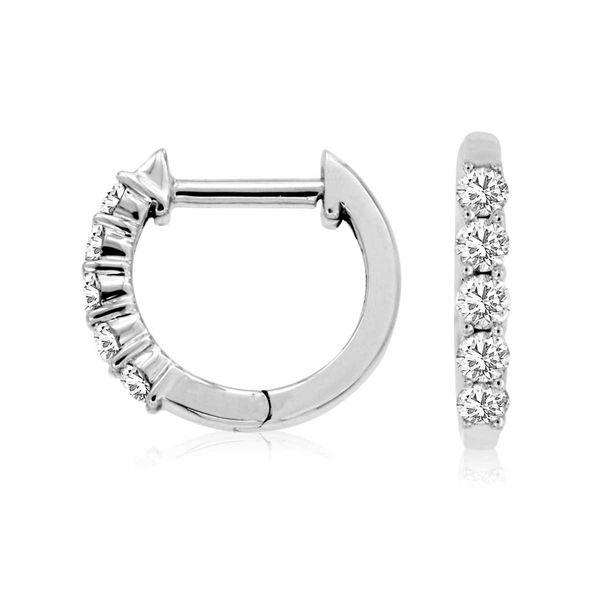 14k Diamond Hoop Earrings | 11mm David Douglas Diamonds & Jewelry Marietta, GA