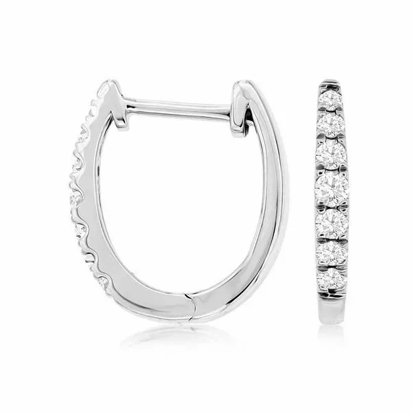 14k Graduated Diamond Hoop Earrings | 14mm David Douglas Diamonds & Jewelry Marietta, GA