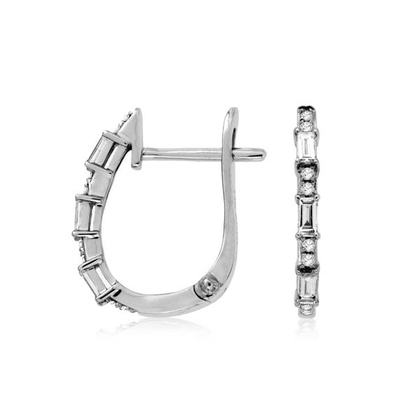 14k Alternating Diamond Hoop Earrings | 14mm David Douglas Diamonds & Jewelry Marietta, GA