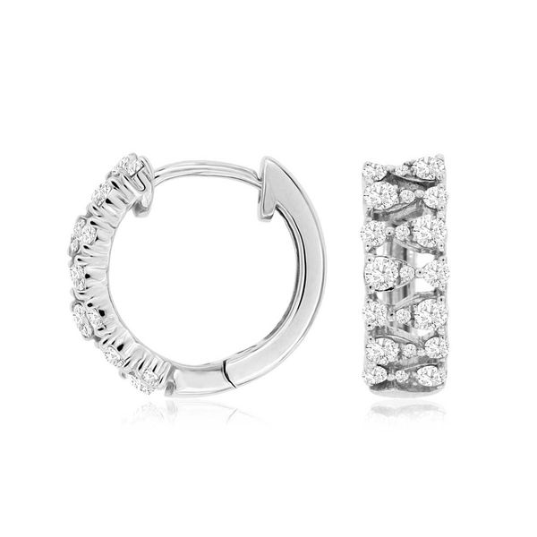 14k Wide Diamond Hoop Earrings | 13mm David Douglas Diamonds & Jewelry Marietta, GA
