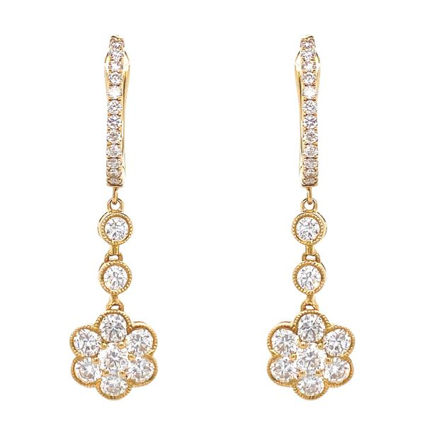 18k Cluster Dangle Earrings Image 2 David Douglas Diamonds & Jewelry Marietta, GA