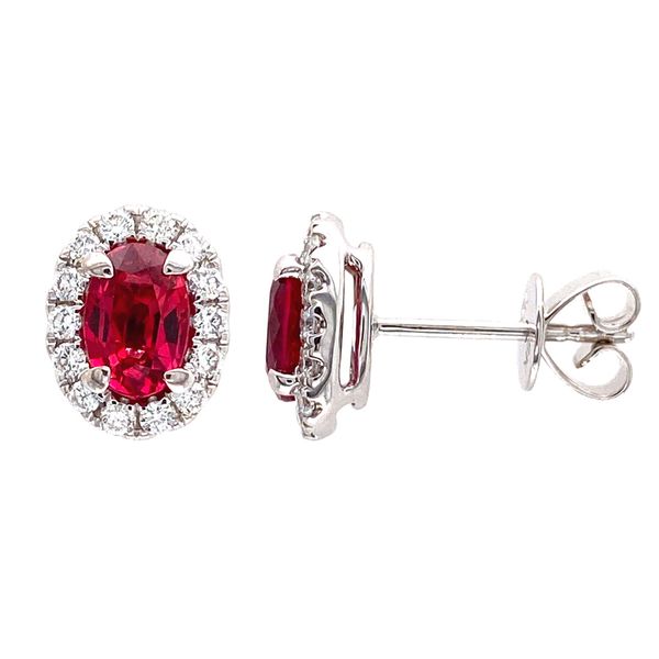 18k Halo Gemstone Earrings David Douglas Diamonds & Jewelry Marietta, GA