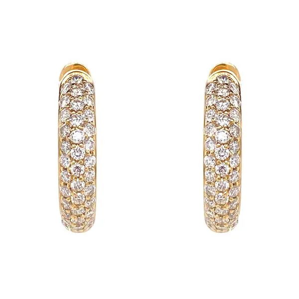 18k Pave Diamond Hoop Earrings | 18 mm Image 2 David Douglas Diamonds & Jewelry Marietta, GA