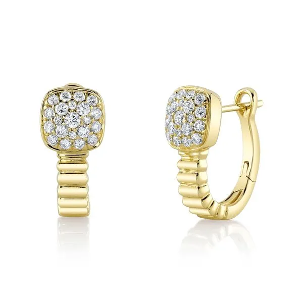 14k Pave Hoop Earrings | 15mm David Douglas Diamonds & Jewelry Marietta, GA