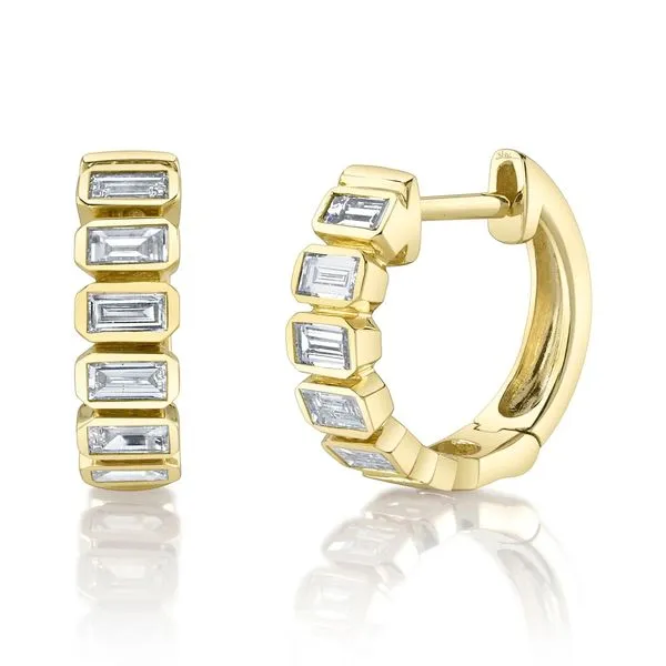 14k Baguette Hoop Earrings | 13mm David Douglas Diamonds & Jewelry Marietta, GA