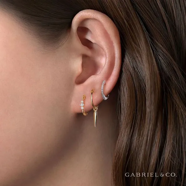 Diamond Hoop Earrings | 13mm