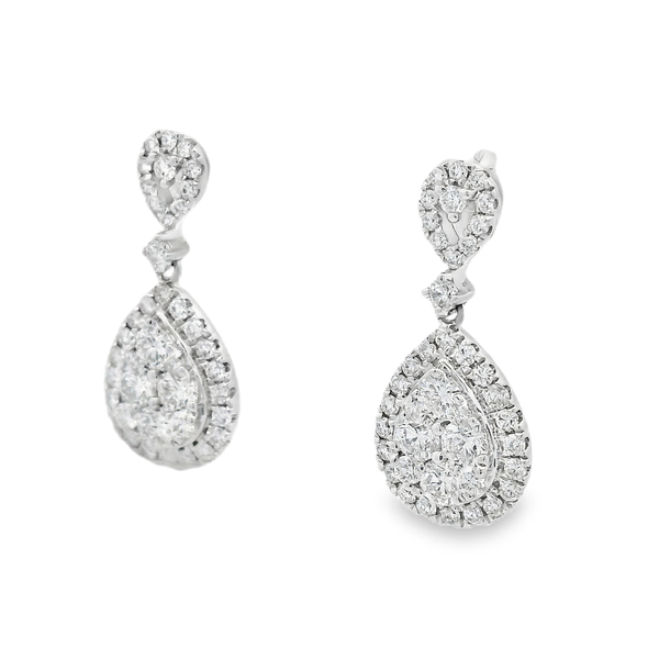 Pear Halo Dangle Earrings Image 3 David Douglas Diamonds & Jewelry Marietta, GA